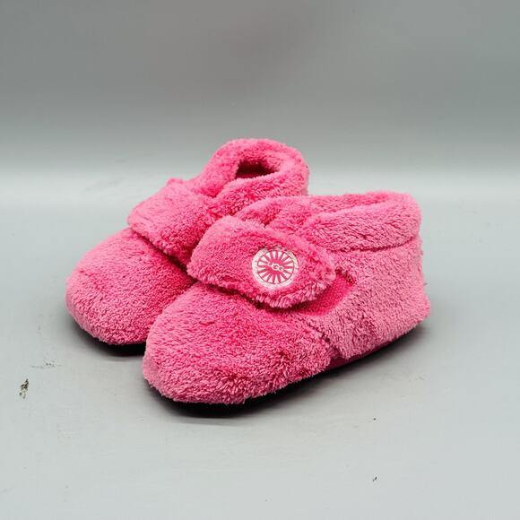 UGG Shoes Infant Girl 4/5 Pink Fuzzy Baby Bixbee Booties Slipper Cozy Australia - Picture 4 of 13